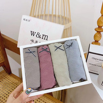 (Four pack)Urban i girl department Graphene lace large size briefs female waist bag hip underpants cotton