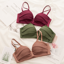 Underwear women without rim sexy lace adjustment type closed pair of breasts anti-sagging small chest gathered on the support bra cover set