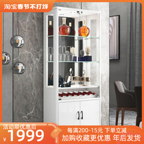 Solid wood wine cabinet modern minimalist glass door against the wall living room integrated sideboard locker light luxury high-end display cabinet