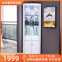 Living room wine cabinet corner glass triangle decorative cabinet corner cabinet corner multi-function corner locker modern simplicity