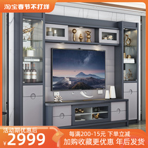 Simple living room combination cabinet video wall TV cabinet video cabinet wine cabinet floor cabinet background wall black and white paint furniture