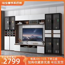 Light luxury solid wood combination 65-inch TV wall cabinet simple overall TV cabinet background wall integrated cabinet can be customized