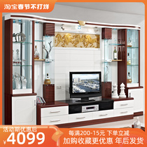 Living room overall combination TV cabinet hall cabinet small apartment multi-functional film and television background wall cabinet integrated cabinet modern simplicity