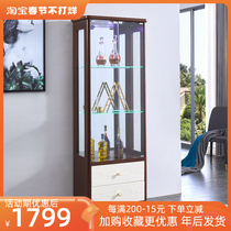 Wine cabinet new Chinese style living room against the wall wine cabinet display cabinet modern minimalist glass small wine cabinet storage decoration cabinet