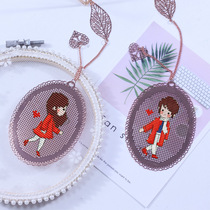 Embroidery diy bookmark material bag key chain pendant beginner couple give gift car homemade handmade