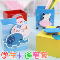 Childrens cute creative pen holder containing box Cartoon wooden table containing pen holder Kindergarten Childrens gift
