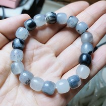 Desert edge She Tai Cui blue and white ink floating flower old-fashioned bead single circle bracelet 9*10 shot one shot two