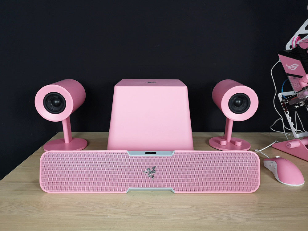 razer雷蛇粉色定制音响 利维坦巨兽少男少女网红桌面 台式机蓝牙