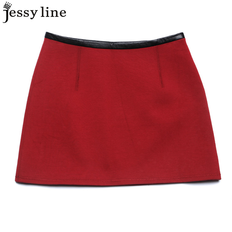 jessy line2015秋装新款 杰茜莱韩版百搭纯色半身裙 A字打底短裙