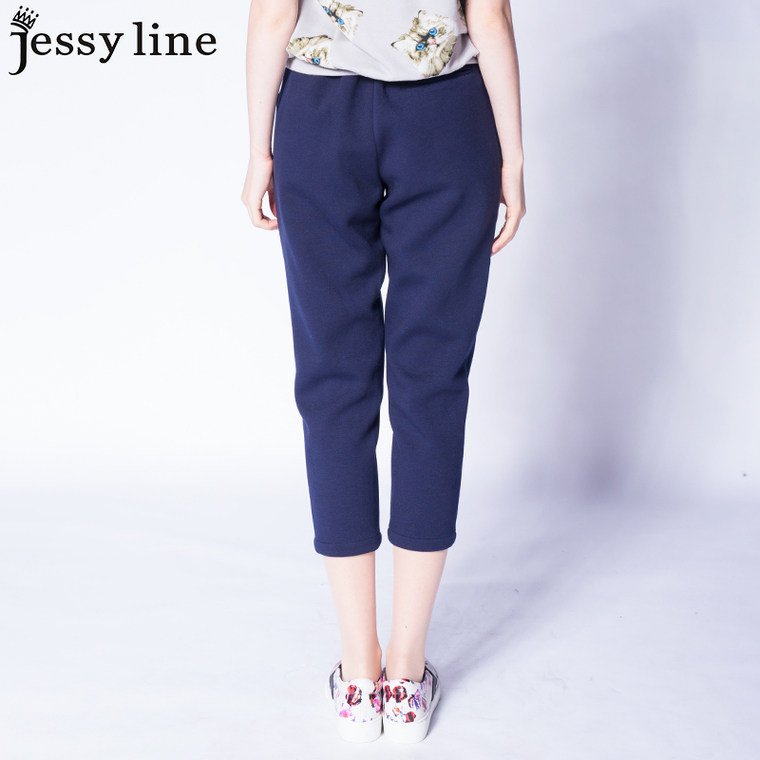 jessy line2015秋装新款 杰茜莱韩版百搭纯色针织九分裤 女休闲裤