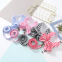 Pet Cat Dog Out Tow Rope Breast Protection Chest Back Colored Plaid Summer Flowers Giving Slip Rope VIP Teddy Bibear
