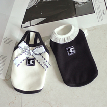 Pet cat dog clothes harness pure cotton vest lace floral lace flying sleeves small scent wind spring autumn and winter hit bottom VIP Teddy