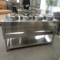 Commercial 4 barrels vertical fast food insulation car stainless steel heating insulation table porridge car soup pond porridge bucket soup bucket selling table
