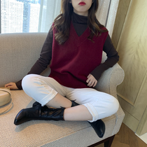 V-collar vest majia women's net red top In the early autumn of 2022 the new Korean version of loose knitted sleeve sweater