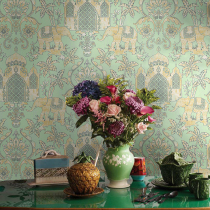 Southeast Asian style AB wallpaper red elephant pattern exotic Indian ethnic style wallpaper photo studio paper background