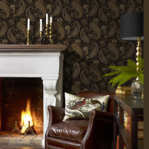 Environmentally friendly PVC wallpaper retro personality American wallpaper cashew flower living room study wallpaper background wall TV Wall