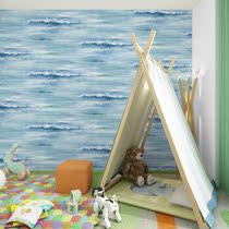Mediterranean style wallpaper waves wave pattern wallpaper fresh blue childrens room yoga room wallpaper background wall