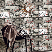 Casino playing cards roulette chips Las Vegas pattern wallpaper recreation room KTV chess and card room background wallpaper
