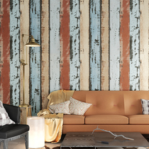 Personality color wood grain wallpaper American living room clothing store wallpaper Mediterranean wood board style wallpaper