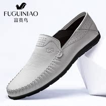 Fugui bird mens shoes 2021 spring autumn new mens casual leather leather soft bottom breathable one foot pedal driving shoes