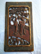 Peach Blossom Fan talented woman wooden carving presbyopia board Qing Dynasty hardwood