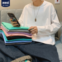 (Spot) Fat Brother Long Sleeve T-shirt Men's Spring and Autumn ins Tide Loose Backing Shirt Large Size Solid Color Couple T-shirt