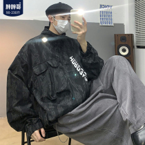 Coat mens spring and autumn 2021 New Korean fashion fashion tooling jacket American loose fat Tide brand size mens clothing