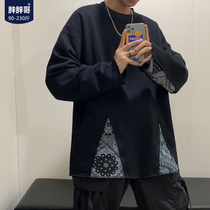 Fat fat brother round neck sweater mens autumn and winter new trend Joker clothes American loose size without hat jacket