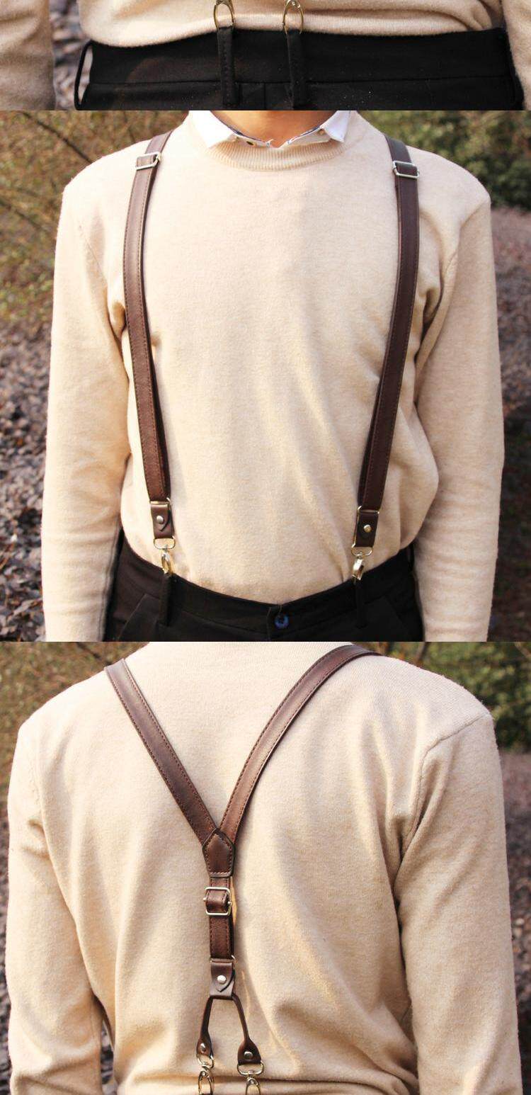 背带夹男士背带女式背裤带夹子细款皮质吊裤带pu背带腰带配饰 潮_双氙