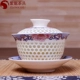 Tổ ong tinh tế màu xanh và trắng sứ chén, tách trà, phụ kiện trà kung fu gốm, cốc pha lê rỗng chủ - Trà sứ