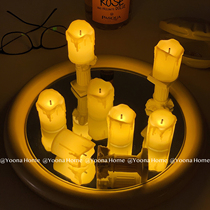 ins Nordic minimalist LED night light Retro electronic candle do old candlestick desktop ornaments pose photo props