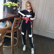 2019 Korean version of womens fashion autumn Net red sweatpants two-piece set new loose casual two-piece autumn