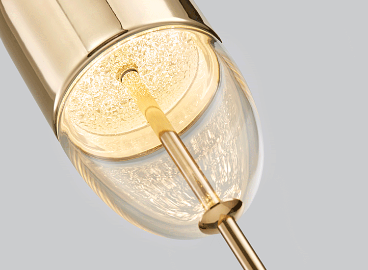 最灯饰6月新品后现代金色蓝色水滴玻璃时尚设计师卧室餐厅吊灯