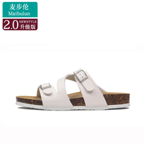 Maibu Cork slippers flat non-slip outdoor beach men and women same size color pattern printing summer ins tide