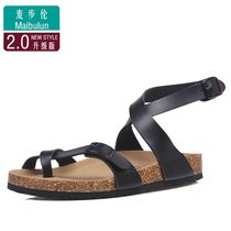 Maibu Cork Slippers sandals Couple Flat Toe Roman Sandals Outdoor Increased Comfort ins