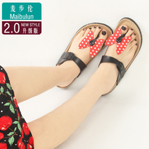 McBulun flat non-slip cartoon Mickey rabbit Cork slippers pinches Beach couple sandals increase ins tide