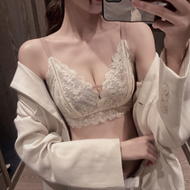 Underwear summer thin section gathered without steel rim adjustment type big chest show small chest French bra cover bra ultra-thin girl