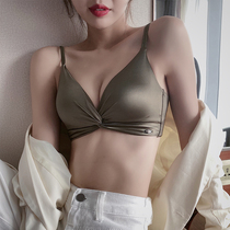 New customer Glossy incognito underwear Womens small chest without rims gathered thin section adjustment type womens beautiful back triangle cup bra