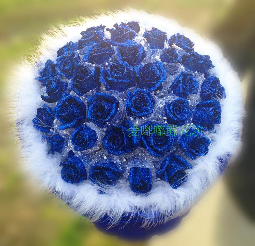 蓝色妖姬花束辽宁阜新鲜花同城速递辽阳鞍山锦州七夕情人节圣诞节