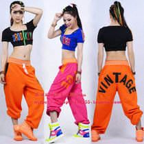 jazz letter umbilical bolero Hip-hop hip-hop loose slacks Jazz dance practice ds performance suit set