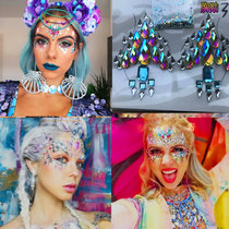 European and American electronic Music Festival fashion DIY exaggerated face bright diamond stickers Bar party male and female singers stage performance costumes