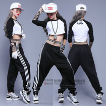 Fashion hip hop jazz umbilical dance tops Practice clothes for men and women loose casual sports hip hop pants team performance
