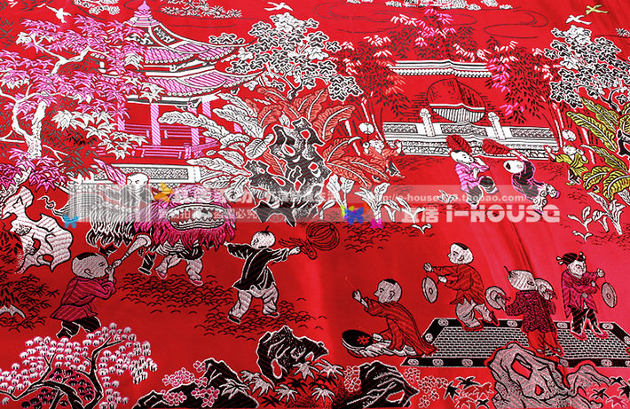 百子图龙凤被 枕套被面被套结婚用 婚庆床品结婚锦缎全棉