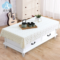 Simple hollow cloth coffee table mat tablecloth Bedside table cover cover cloth Fresh table mat Coffee table cloth Pastoral multi-purpose towel
