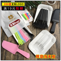 Four-in-one cake knife and fork set high-grade disposable cake knife and fork set birthday cake knife and fork disc wax