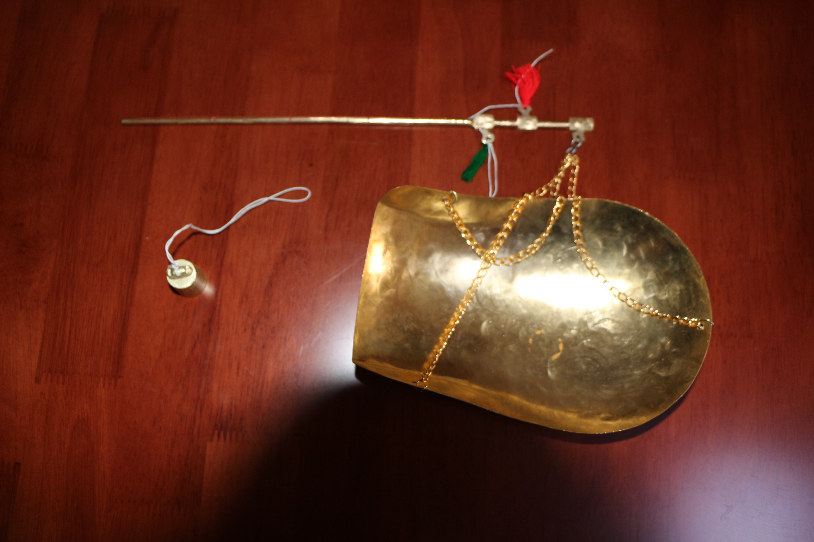 精致粗铜杆传统铜盘手提秤中药量称中药秤戥子秤药房-手工工具其它-尚