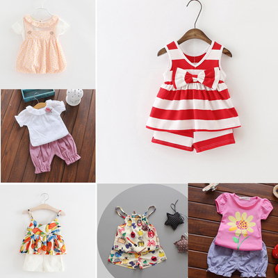 Infant summer clothes one year old female baby summer 0-1 years old 2-3 years old girls' camisole shorts set