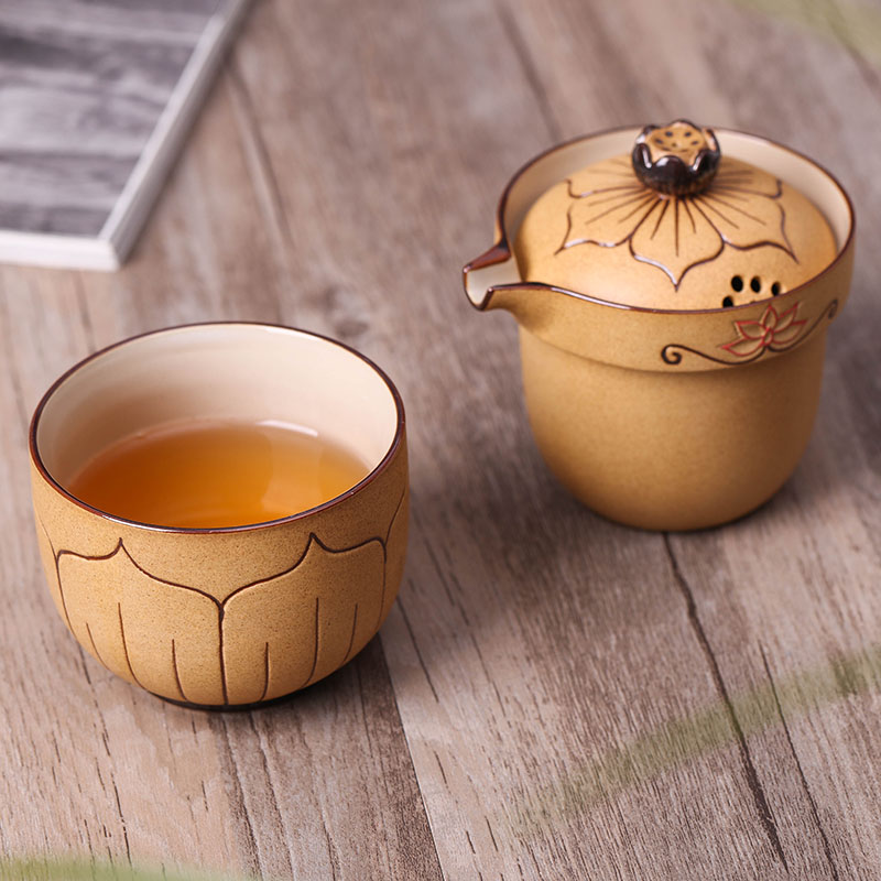 Travel tea set a pot of a single crack cup portable ceramic teapot is suing tourism kung fu tea cups