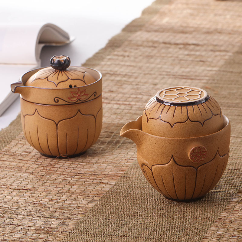 Travel tea set a pot of a single crack cup portable ceramic teapot is suing tourism kung fu tea cups
