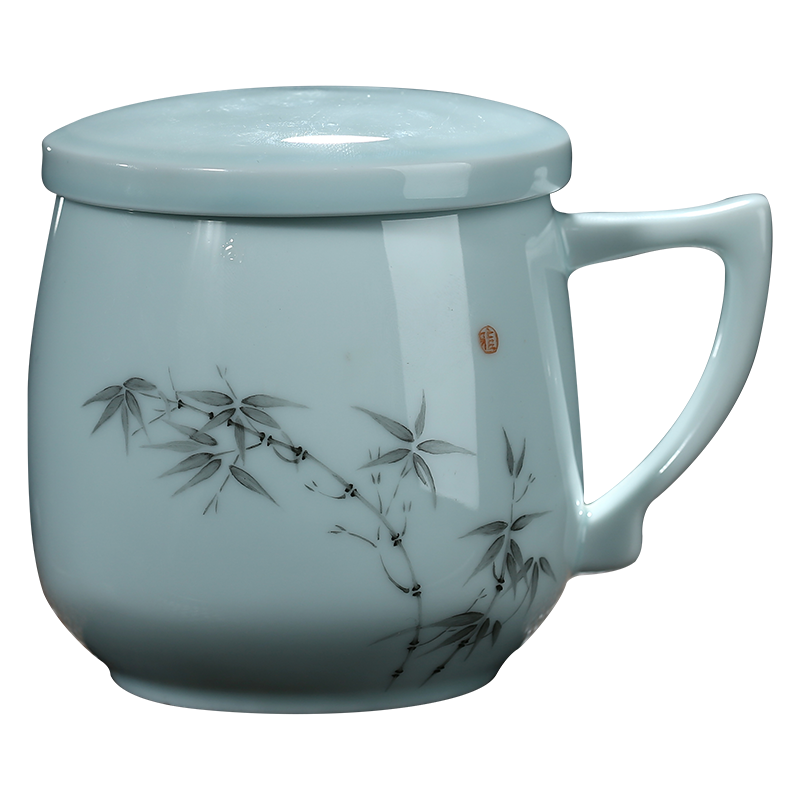 Shadow the qing jingdezhen ceramic filter with cover cup hand - made cup tea separation office cup household glass tea cup